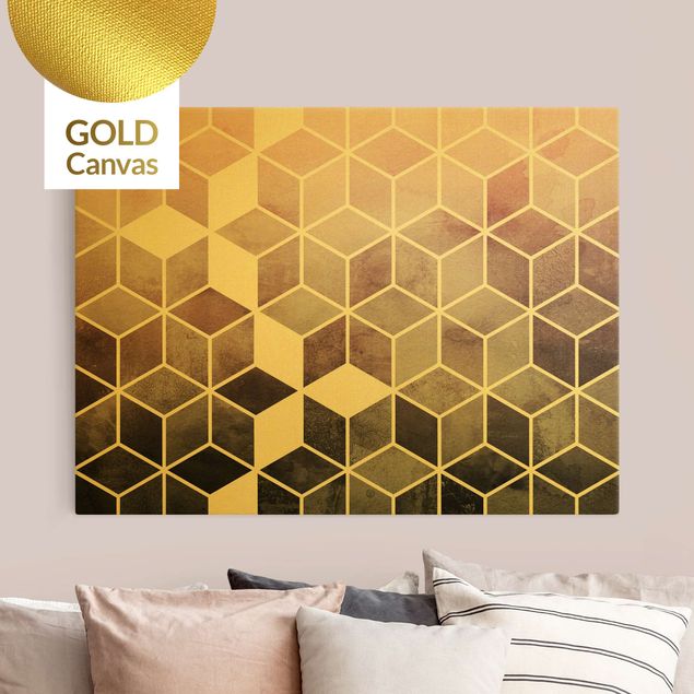 Quadri moderni   Geometria d'oro - Rosa grigio