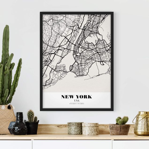 Poster con cornice - New York City Map - Classic - Verticale 4:3