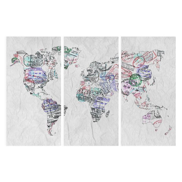 Quadri Timbro per passaporto mappa del mondo