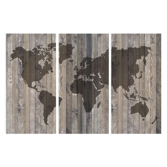 Stampe Mappa del mondo in legno