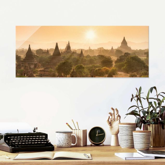 Quadri Asia Il sole che tramonta su Bagan