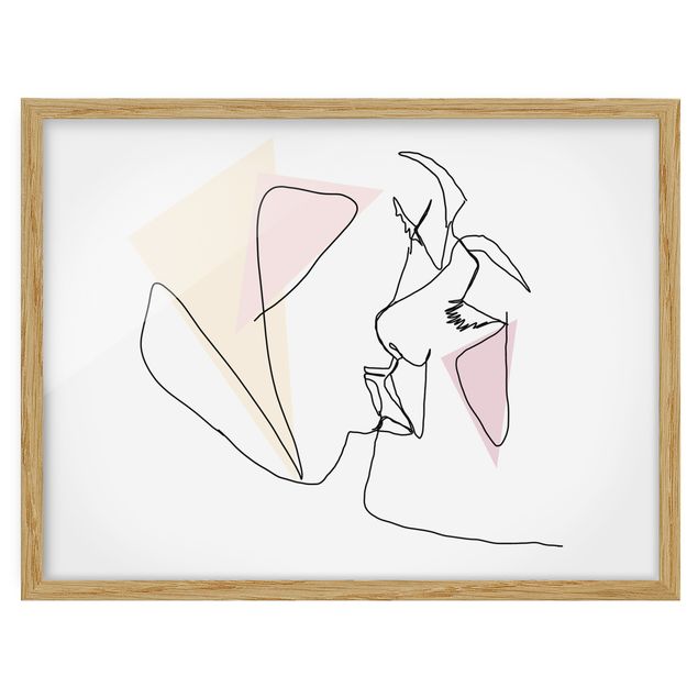 Quadri rosa Kiss Faces Line Art