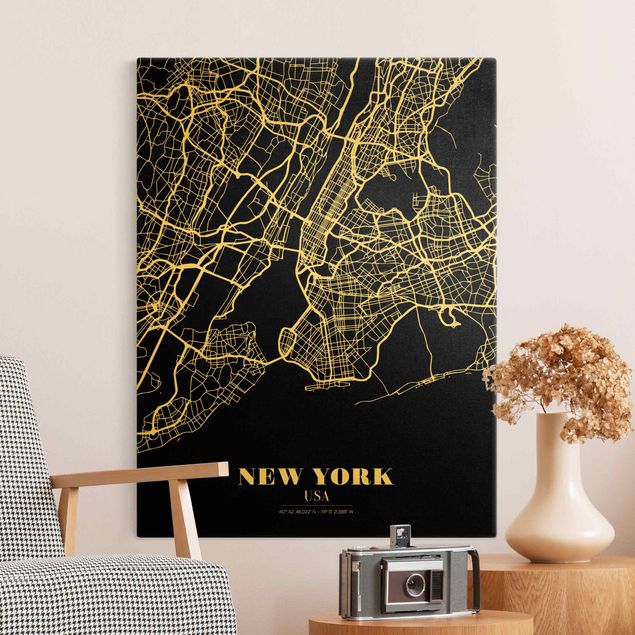 Quadri moderni   Mappa di New York - Nero classico