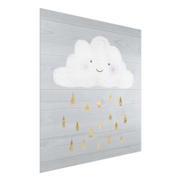 Quadri grigi Nuvola con gocce di pioggia d'oro