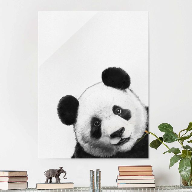 Magnettafel Glas Illustrazione - Panda Disegno in bianco e nero