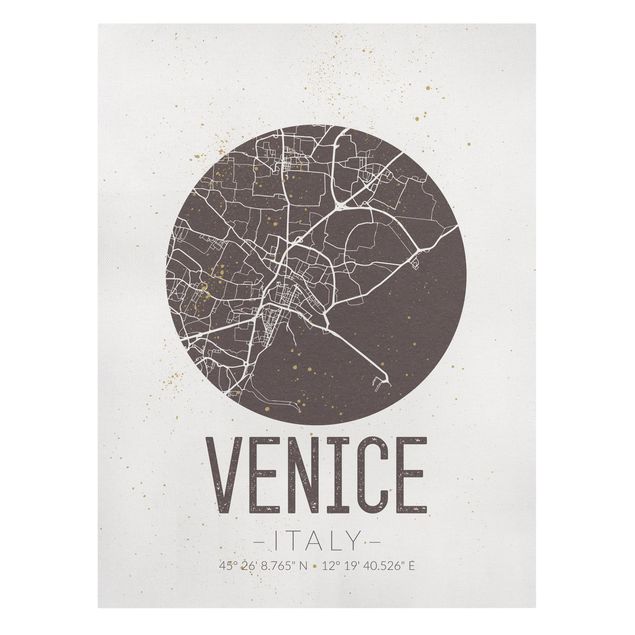 Quadro marrone Mappa di Venezia - Retrò