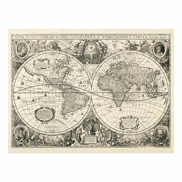 Quadro vintage Mappa del mondo vintage Illustrazione antica