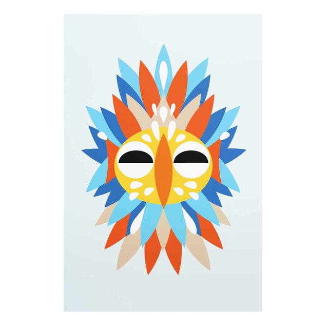 Quadro colorato Maschera etnica a collage - Pappagallo