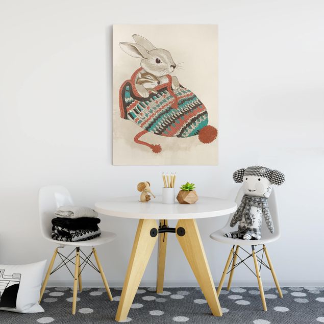 Riproduzioni quadri famosi Illustrazione - Coniglio Santander coccolone con cappello