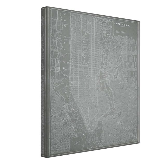Quadri stile shabby Mappa vintage New York Manhattan