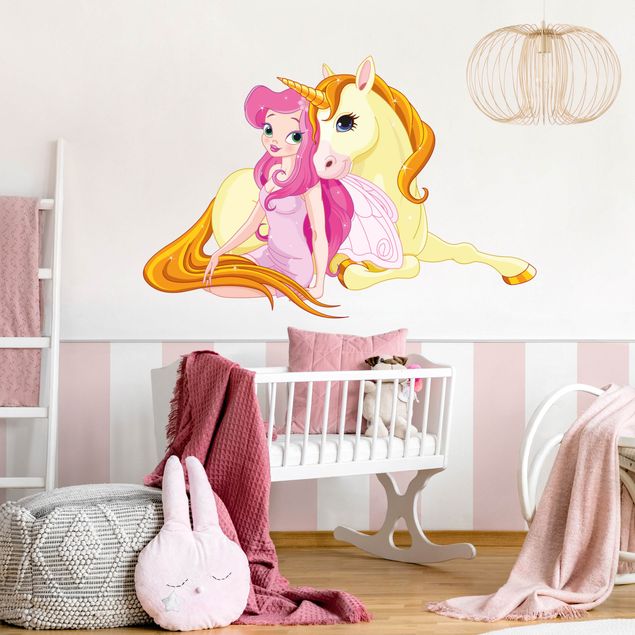 Adesivo murale - Fairy con il suo unicorno