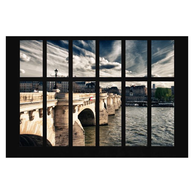 Carte da parati architettura Ponte dalla finestra Parigi