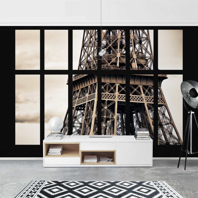 Carta parati Parigi Finestra - Torre Eiffel Parigi