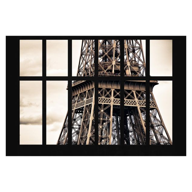 Carta da parati città Finestra - Torre Eiffel Parigi