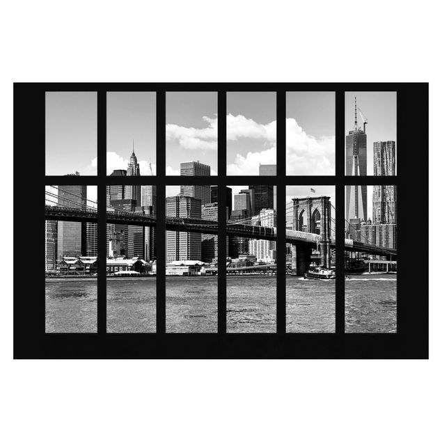 Carte da parati architettura Finestra - New York Ponte di Brooklyn II