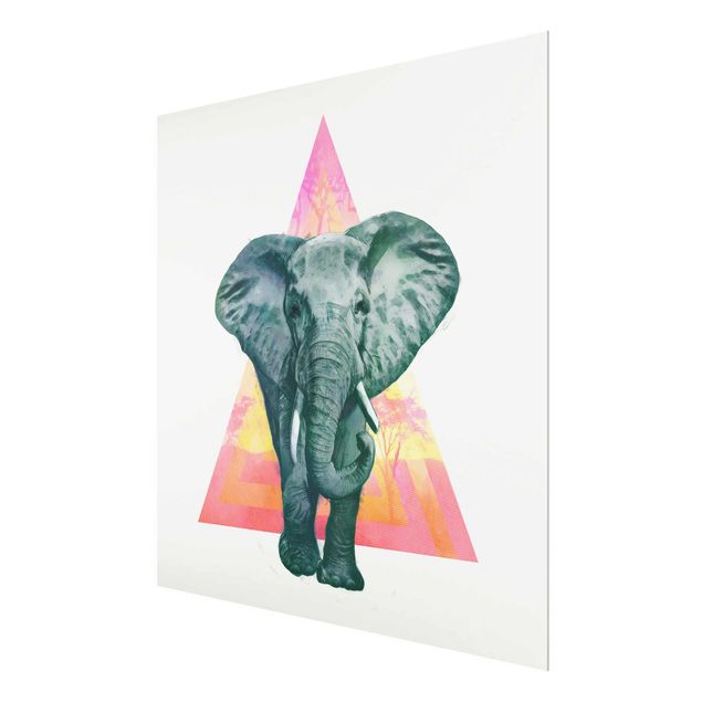 Quadri moderni colorati Illustrazione - Elefante fronte triangolo pittura