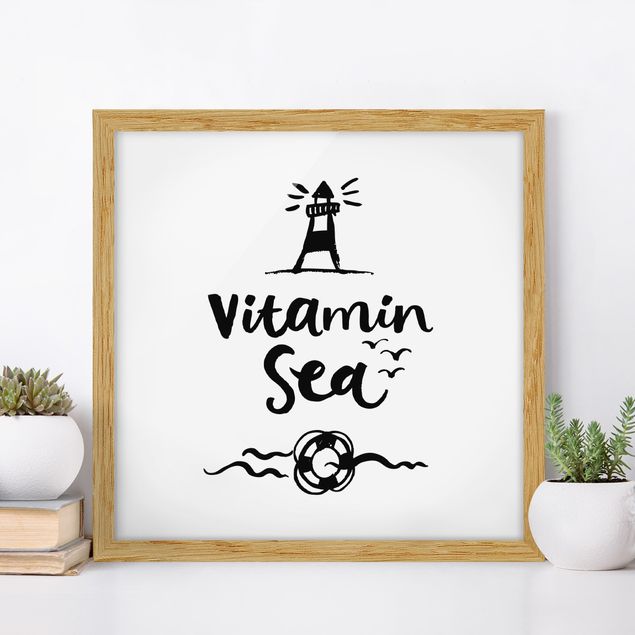 Quadri con cornice con frasi Vitamin Sea