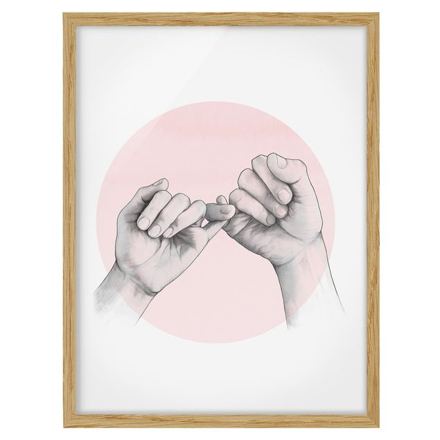 Quadri rosa Illustrazione - Mani Cerchio dell'Amicizia Rosa Bianco