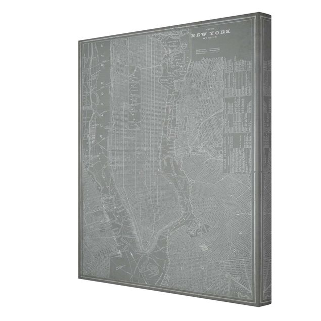 Quadro planisfero Mappa vintage New York Manhattan