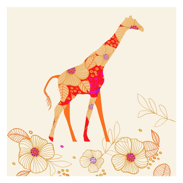 Carta da parati animali Giraffa floreale