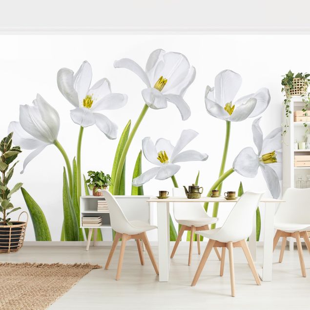 Carta da parati tnt Cinque tulipani bianchi
