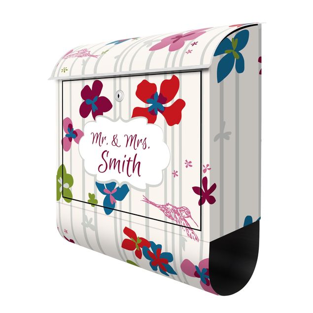 Cassetta postale colorata Testo personalizzato Motivo floreale