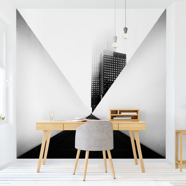 Carte da parati adesive Studio geometrico di architettura in bianco e nero