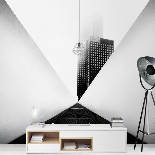 Carta da parati moderna Studio geometrico di architettura in bianco e nero