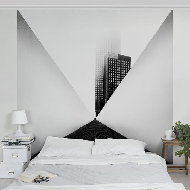 Carte da parati industrial Studio geometrico di architettura in bianco e nero