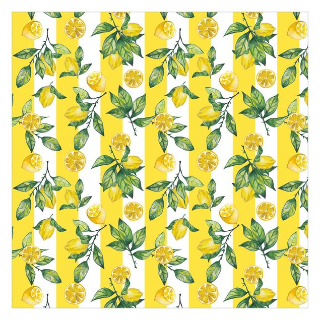 Carte da parati gialle Limoni a strisce