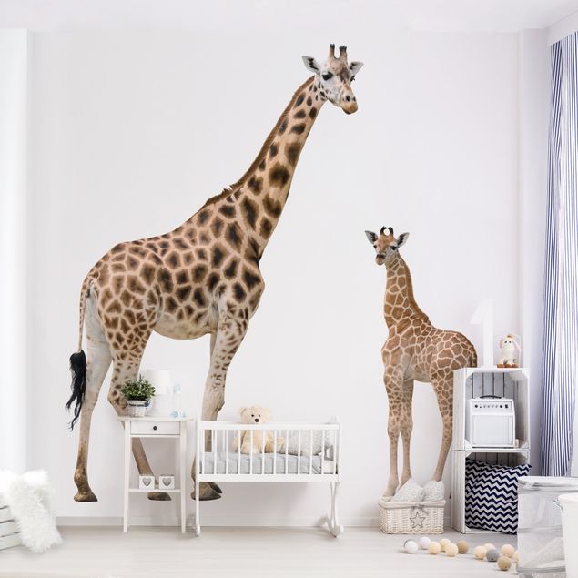 Carta da parati tessuto non tessuto Giraffa madre e figlio