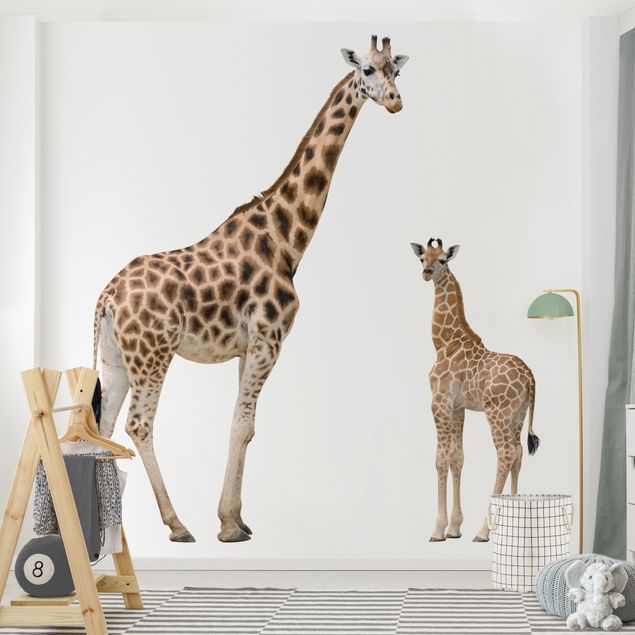 Carta da parati giraffa Giraffa madre e figlio