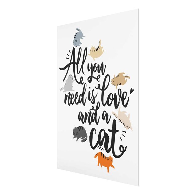 Magnettafel Glas All You Need Is Love And A Cat