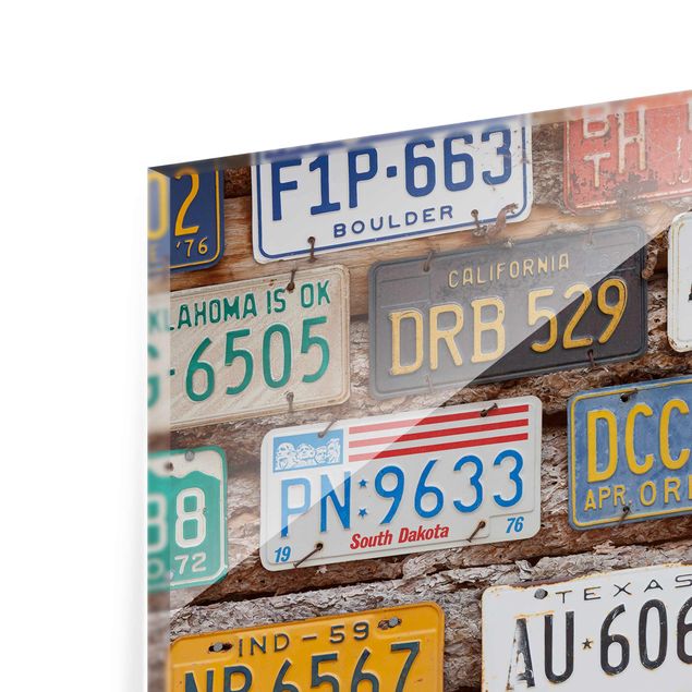 Quadro su vetro - American license plates on wood - Orizzontale 3:2