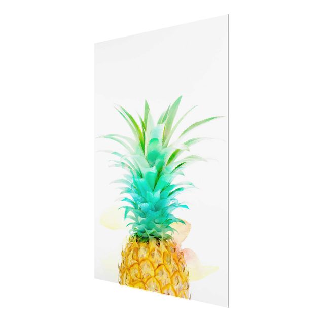 Glas Magnetboard Ananas ad acquerello