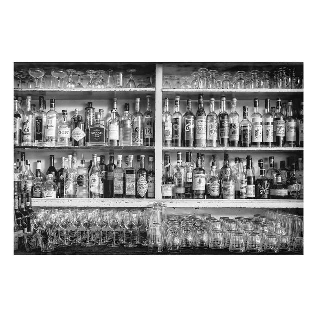 Glas Magnettafel Bar in bianco e nero