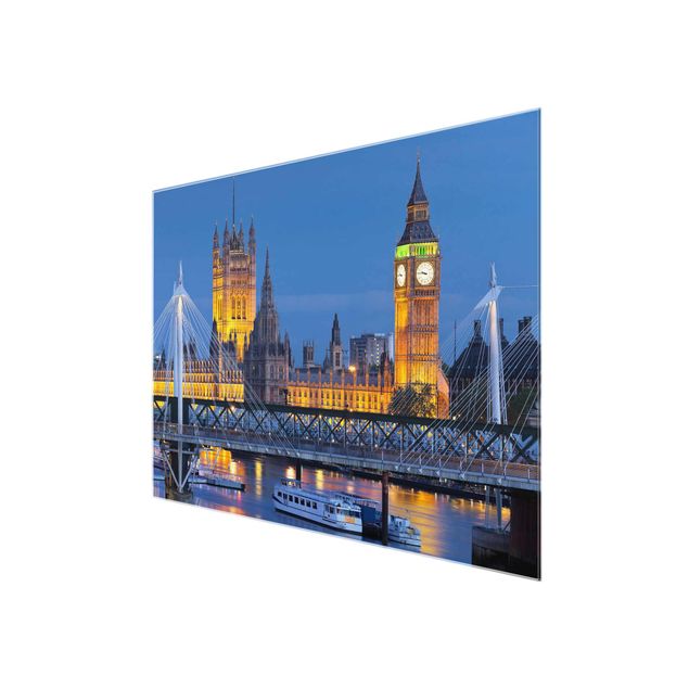 Quadri Rainer Mirau Big Ben e Westminster Palace a Londra di notte