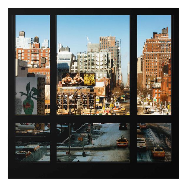Quadri in vetro riproduzioni Vista dalle finestre di una strada di New York