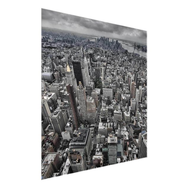Quadri in vetro in bianco e nero Vista su Manhattan