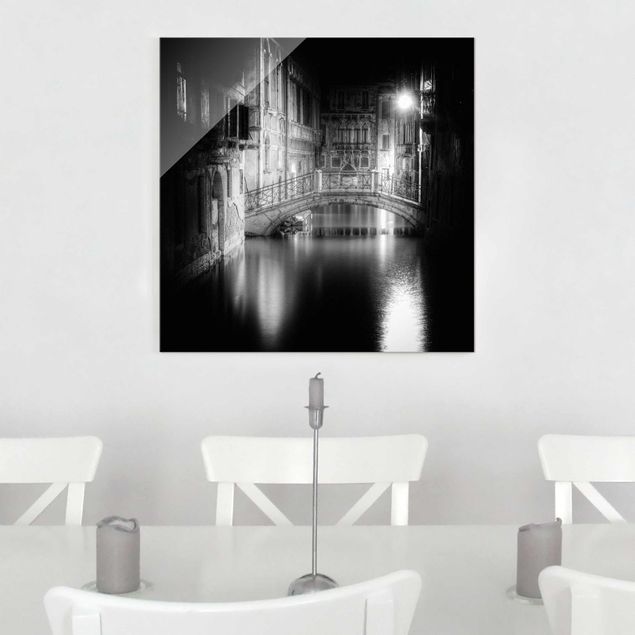 Quadri in vetro in bianco e nero Ponte Venezia