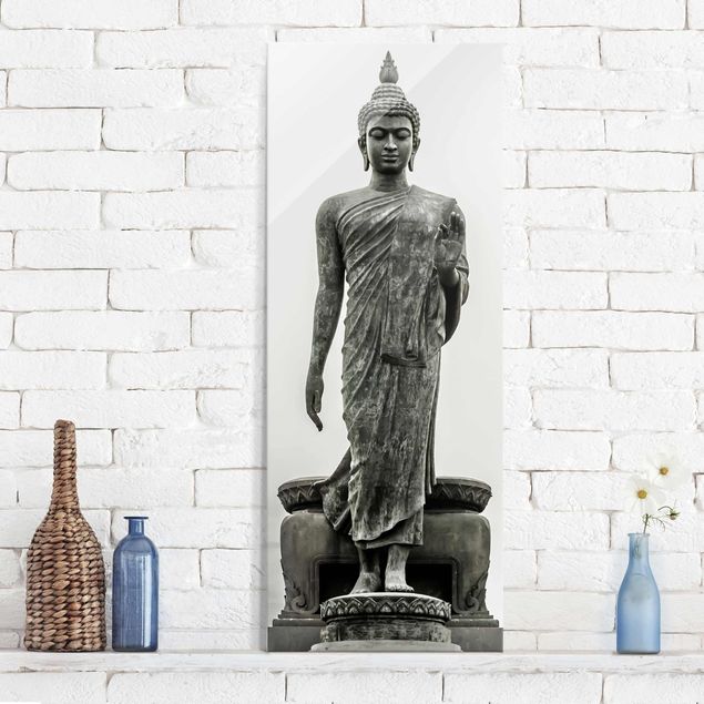 Quadri in vetro in bianco e nero Statua di Buddha