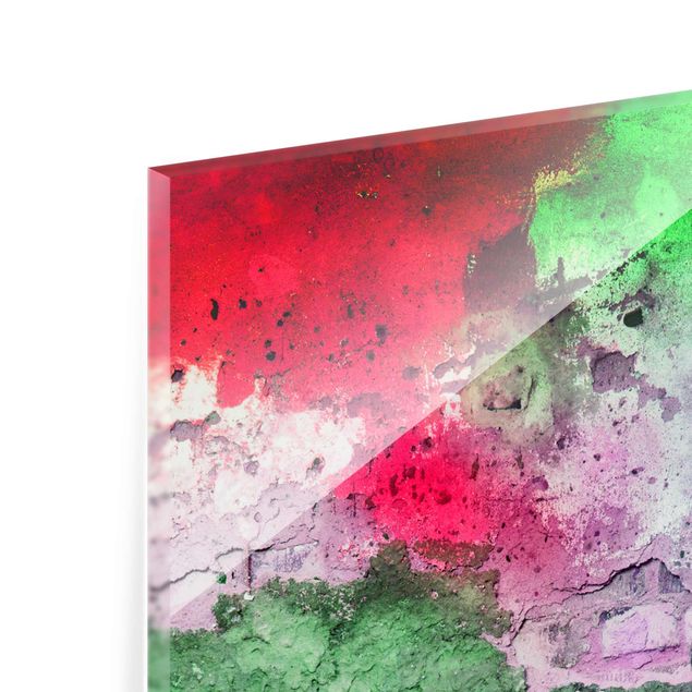 Quadro in vetro - Colourful sprayed brick wall - Verticale 2:3