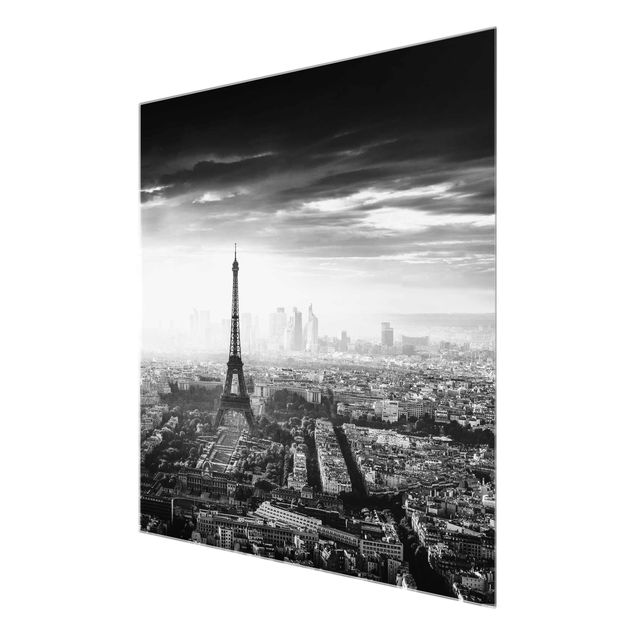 Quadri La Torre Eiffel dall'alto in bianco e nero