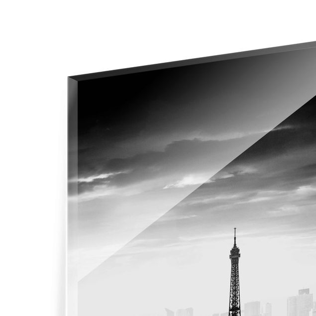 Magnettafel Glas La Torre Eiffel dall'alto in bianco e nero