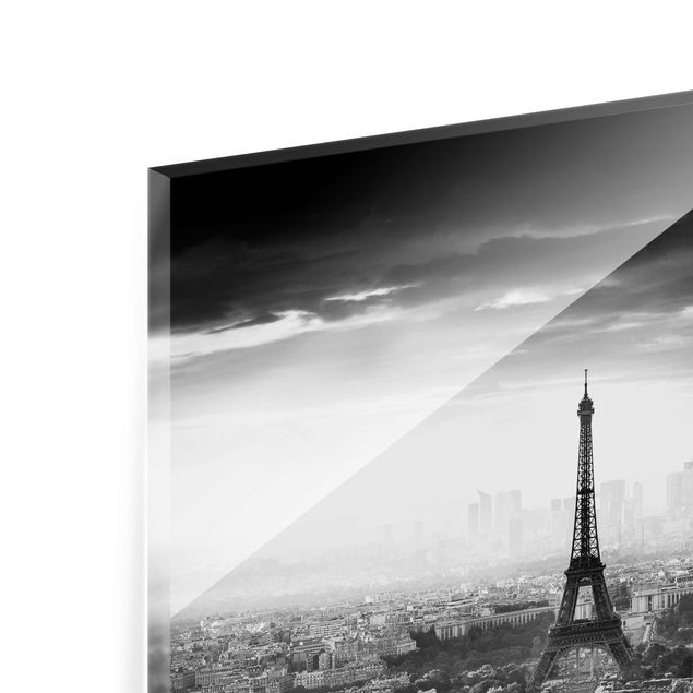 Glas Magnetboard La Torre Eiffel dall'alto in bianco e nero