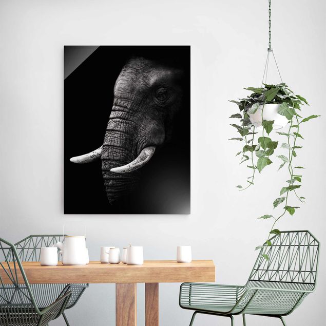 Quadro con elefante Ritratto di elefante scuro