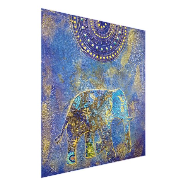 Quadro moderno blu Elefante a Marrakech