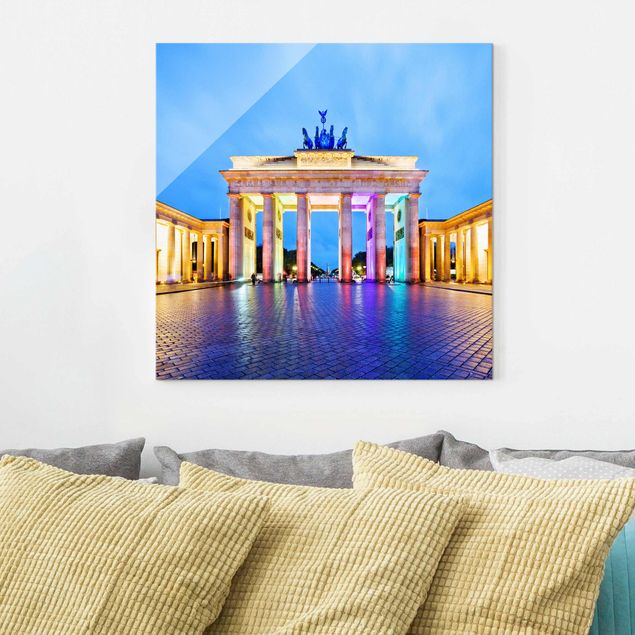 Quadri in vetro Berlino Porta di Brandeburgo illuminata