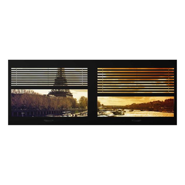 Quadri moderni per arredamento Tende a finestra - Parigi, Torre Eiffel al tramonto