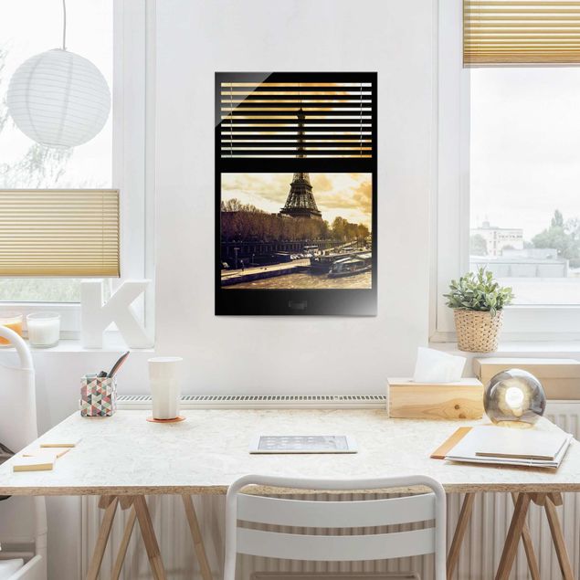 Quadri Tende a finestra - Parigi, Torre Eiffel al tramonto